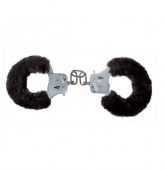 Металлические наручники с черным мехом Furry Fun Cuffs