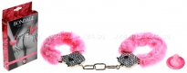 Металлические наручники со стразами и розовым мехом Crystal Handcuffs