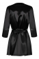 Черный атласный халатик с кружевом на рукавах Satina Robe LXL