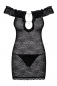 Черное платье с открытыми плечами и вырезом на груди с украшением Diamond Chemise LXL