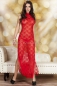Красное ажурное платье в пол с вырезами по бокам SM