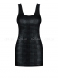 Черное блестящее мини-платье на шнуровке сзади Obsydian Wetlook SM