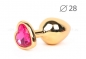 Малая золотая пробка с малиновым кристаллом в виде сердца Jewelry Plugs Anal