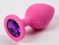 Средняя розовая силиконовая пробка с фиолетовым кристаллом