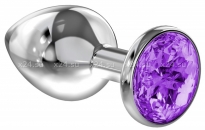 Большая серебряная металлическая пробка с фиолетовым кристаллом