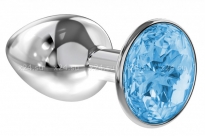 Малая серебряная металлическая пробка с голубым кристаллом