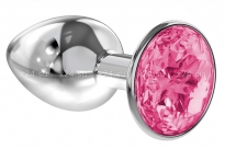 Малая серебряная металлическая пробка с розовым кристаллом
