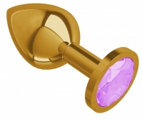Средняя золотая пробочка с сиреневым круглым кристаллом