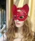 Красная маска с ушками из натуральной кожи Passion Belts