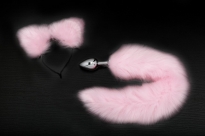 Игровой набор с анальной пробкой с розовым хвостом и ушками