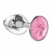Малая серебряная металлическая пробка с розовым кристаллом