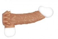 Рельефная насадка на пенис с открытой головкой и усиками KOKOS (размер M)