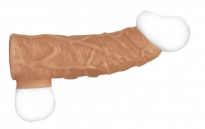 Стимулирующая насадка на пенис с открытой головкой и рельефом KOKOS (размер L)