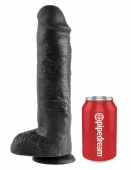 Черный гигантский фаллос на присоске King Cock 11'' Cock with Balls