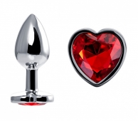 Небольшая анальная втулка с красным сердцем-кристаллом Штучки-Дрючки